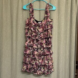 Suzi Chin for Maggy Boutique Floral Mini Dress - Pink and Purple